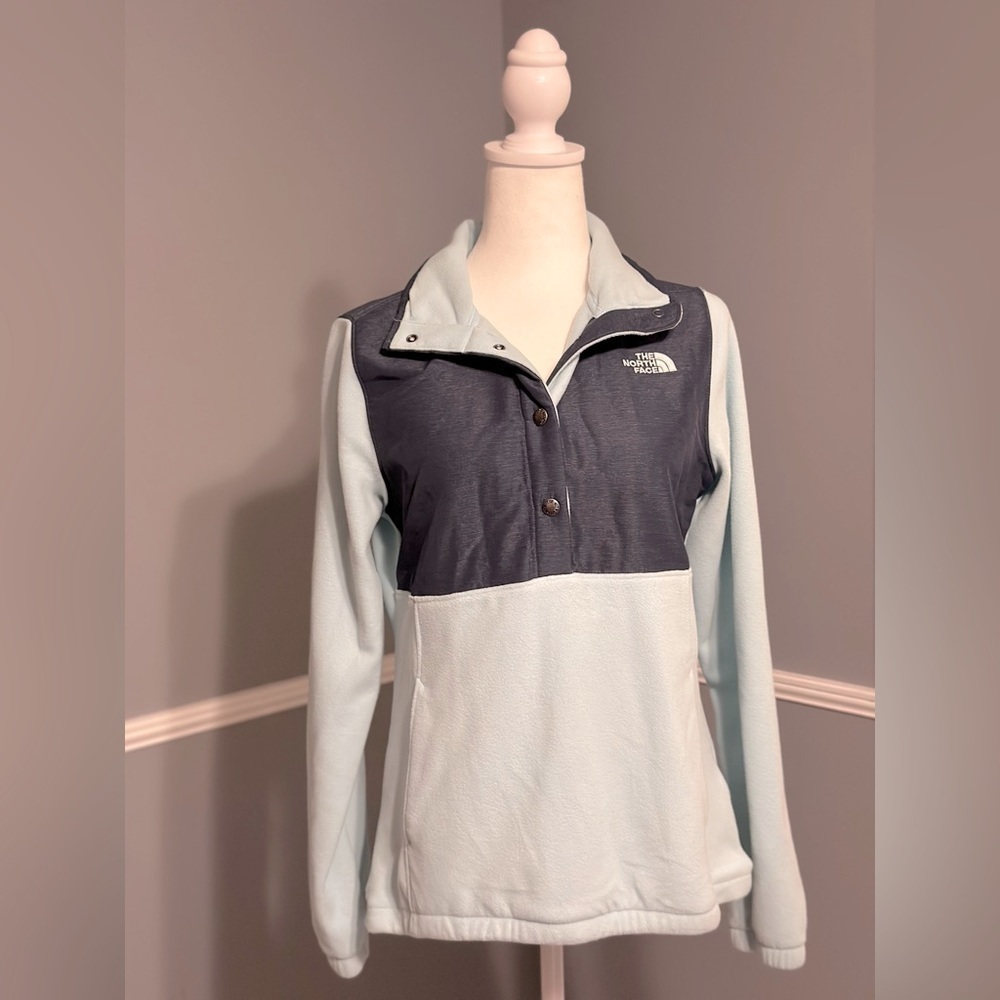 The North Face Women's Glacier 1/4‎ Snap Fleece Pullover Size Small Teal & Navy
